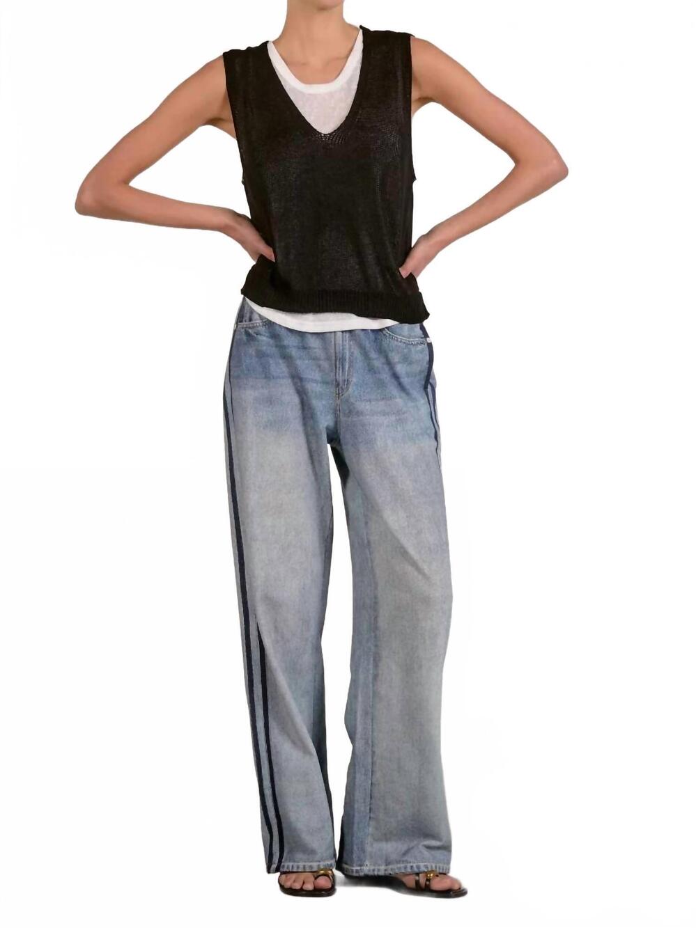 NEW ELAN women's layered ease knit top in black